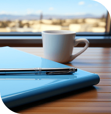 café avec bloc-notes